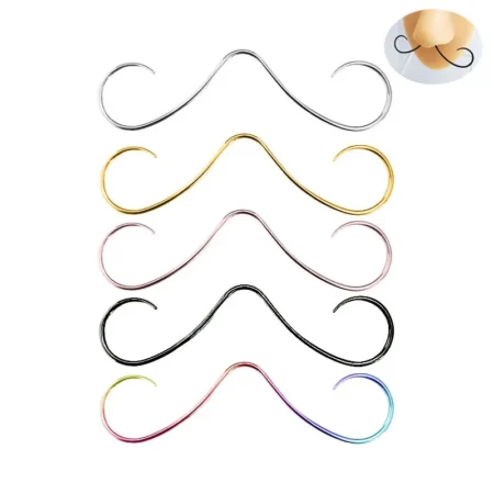 14G 16G Mustache Septum Jewelry Fake Nose Piercing Punk Goth Helix Body Jewelry for Women Men 316L Surgical Stainlesss Steel