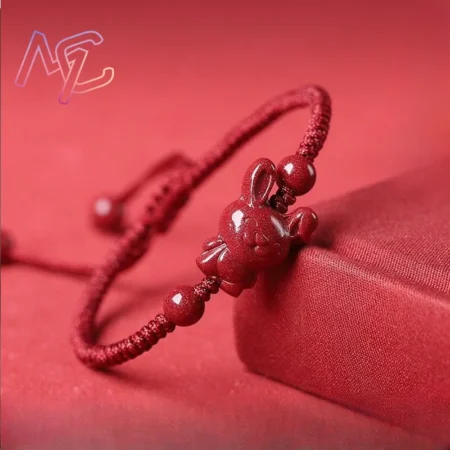 Luxury Red Cinnabar Chinese Zodiac Bracelet Gemstone Bangle Real Natural Jewelry Women Accessories Energy Healing Gifts Trendy