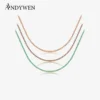 ANDYWEN 925 Sterling Silver Tennis Zircon Charm Long Chain Choker Necklace Rock Punk Fashion Fine Jewelry Gift Wedding Party