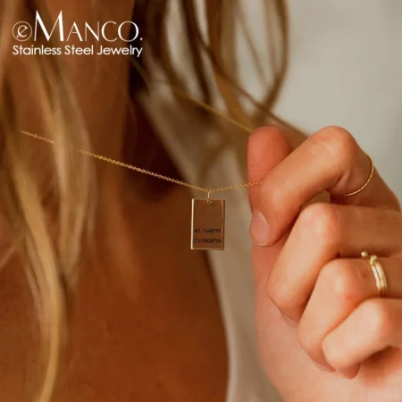 eManco Stainless Steel Glossy Geometric Pendant Necklace Metal Texture Charms Ladies Popular Fashion Jewelry Wholesale Sales