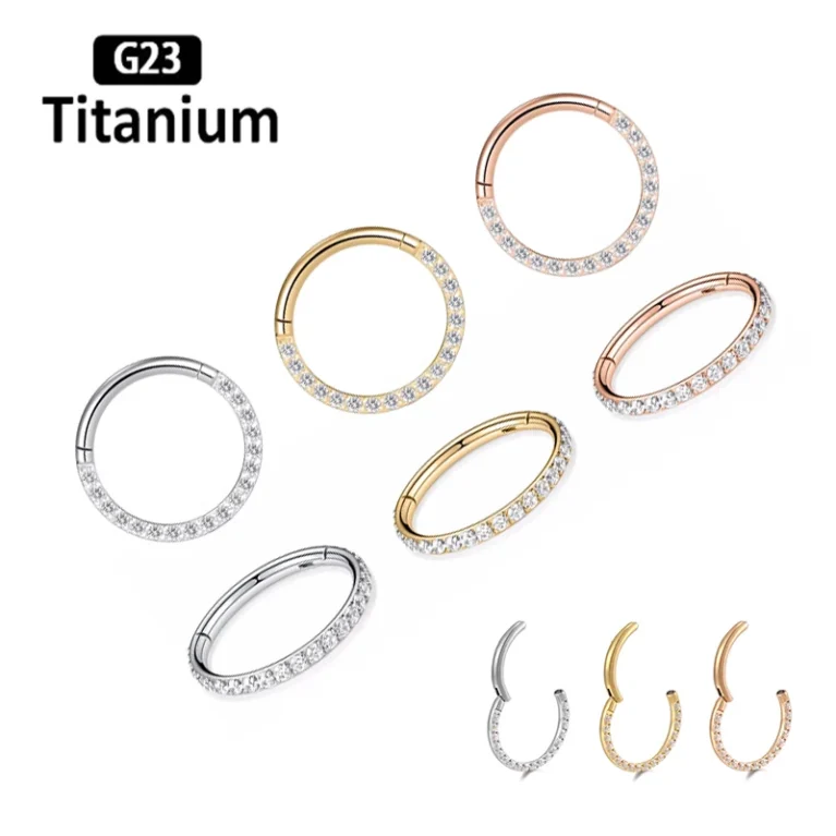 1PC 16G Stainless Steel Hoop High Quality Zircon Hight Segment Clicker Nose Rings Septum Piercing Earrings Nose Piercing Jewelry