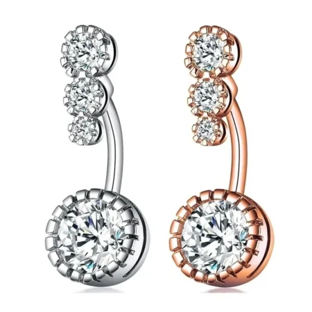 1Pc Steel Belly Button Rings, Crystal Piercing Navel Heart Style Navel Piercing Earring Belly Piercing Sexy Body Jewelry Ombligo