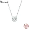 BAMOER Gorgeous Shiny Choker Necklace 925 Sterling Silver Geometric Cut Sparkling Zircon Pendant Necklace Wedding Jewelry 17.7″