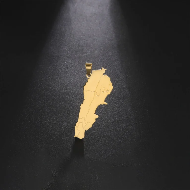 15.1x38.8 MM Stainless Steel Lebanon Map Pendants Diy Keychain Necklace Accessories Wholesale Charms For Jewelry Making Supplies