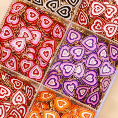 10pcs 16*18mm Heart Shape Enamel Pendants Charms Couple Bracelets Necklaces DIY Earrings Beads Women's Charms For Jewelry Making