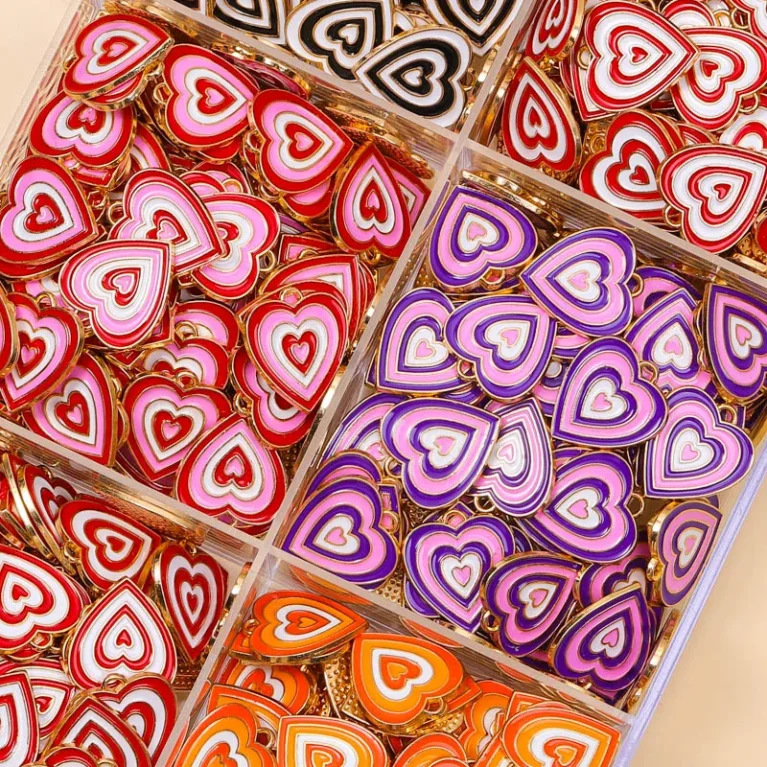 10pcs 16*18mm Heart Shape Enamel Pendants Charms Couple Bracelets Necklaces DIY Earrings Beads Women's Charms For Jewelry Making