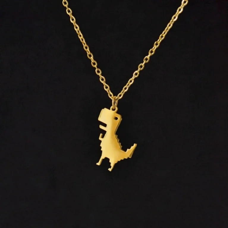 Stainless Steel Necklaces Mosaic Dinosaur Gothic Pendant Dainty Choker Clavicle Chain Fashion Necklaces For Women Jewelry Gifts