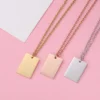 10Pcs 22*15mm Rectangle Pendant Necklace Stainless Steel Cable Chain Necklace For DIY Custom Name Logo Women's Jewelry
