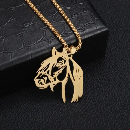 Exquisite Stainless Steel Horse Head Pendant Necklace for Men Women Fashion Statement Animal Zodiac Jewelry Keepsake Gift