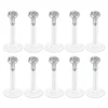 10pcs 16G Czech Crystal Clear Flexible Bioflex Acrylic Bar Studs Lip Rings Helix Stud Earrings Ear Nose Piercing Body Jewelry