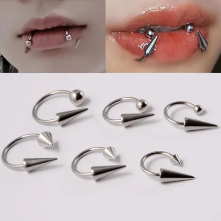 16G Stainless Steel Piercing Lip Daith Studs Statement Gothic Nose Piercing Ring Helix Tragus Labret Lip Piercing Body Jewelry