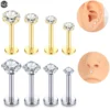 1Pc G23 Titanium Labret Lip Piercing Stud Internally Threaded Clear Zircon Ear Stud Helix Cartilage Tragus Body Piercing Jewelry