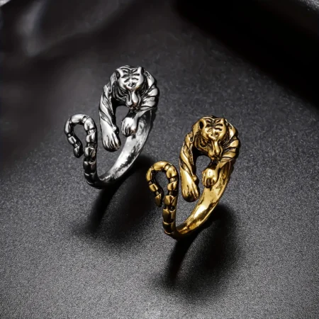 Europe and the United States small tiger open ring alloy personalized retro simple Zodiac perfect wear finger jewelry