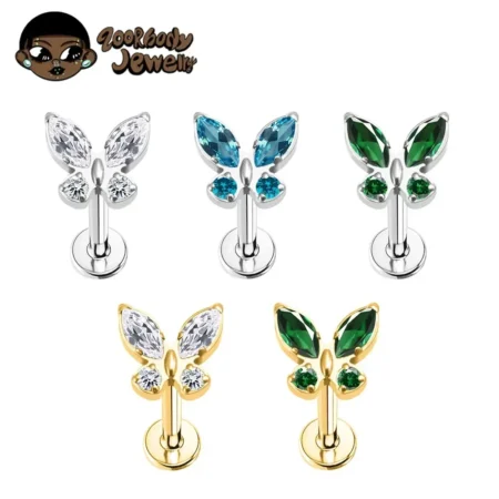 G23 Titanium 16G Labret Piercing Lip Stud Tragus Earring Ear Stud Zircon Butterfly Cartilage Helix Medusa Monroe Body Jewelry