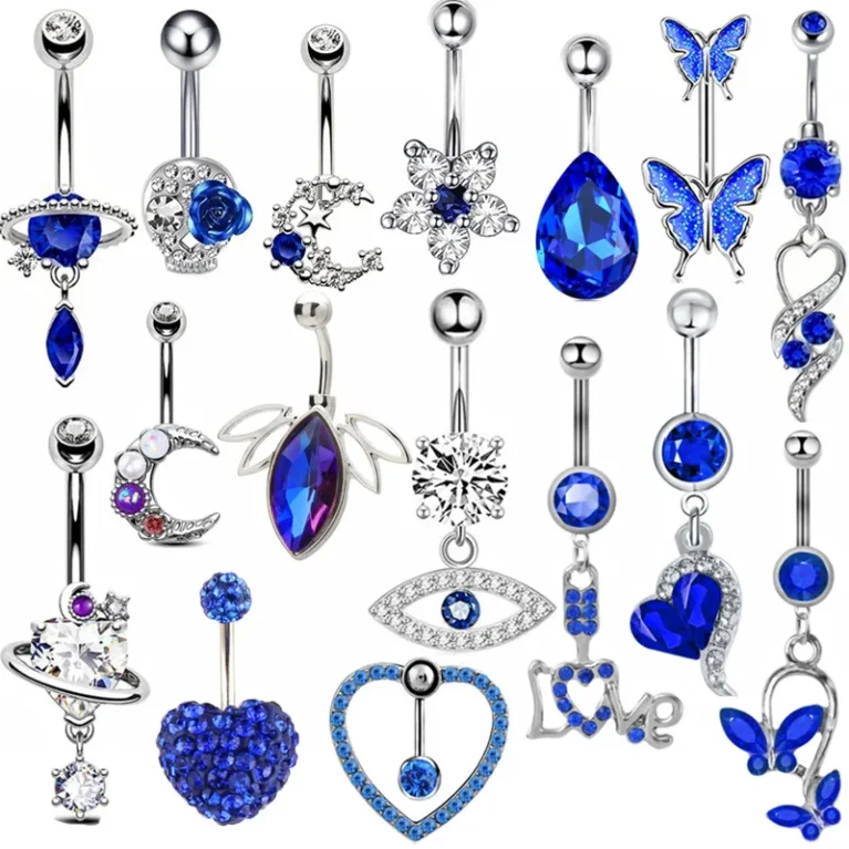 1PCS Royal Blue Belly Button Rings 14G Planet Navel Piercing Barbell Jewelry Heart Belly Rings Cute Body Piercing Ombligo Mujer
