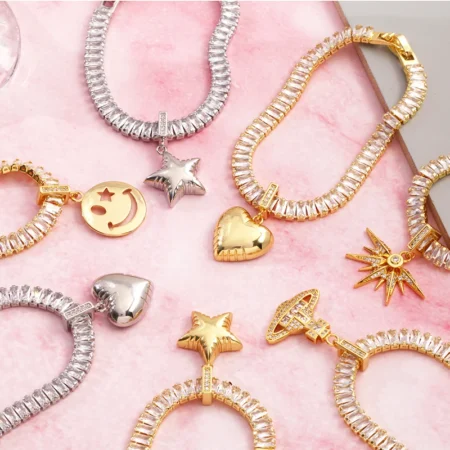 Blingbling Ballon Heart Star Happy Face Planet Earth Braclet , Cubic Zirconia Clear Watch Style gift for her party Women Jewelry