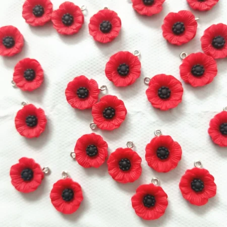 10Pcs red poppy flower pendant 19MM Medium Poppy Flower charms for necklace earrings DIY jewelry pendant accessories