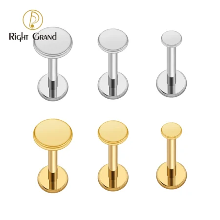 Right Grand ASTM F136 Titanium Circle Dot Flat Disc Stud Earring 16G Round Disc Cartilage Helix Tragus Earlobe Nose Stud Jewelry