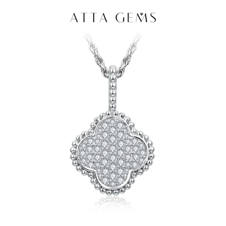 ATTAGEMS Full Round Moissanite Necklace for Women D Color S925 Sterling Silver Sparkling Pendent Engagement Wedding Party Gift