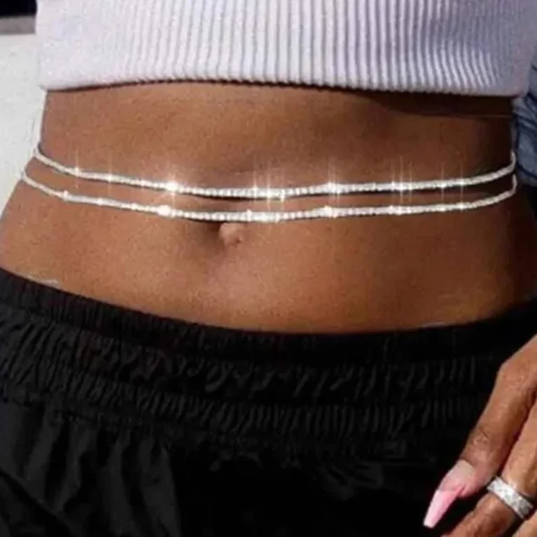 Stonefans Decor Layered Waist Chain Jewelry Crystal Rhinestone Y2k for Women Fashion Party Sexy Belly Dancer Costume Accessories