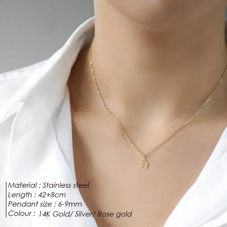 DIY Chain Constellation Necklace 12 Zodiac Signs Stainless Steel Necklace Perforated Detachable Necklace