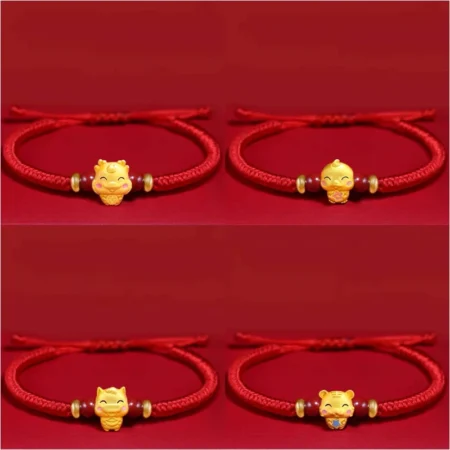 12 Constellation Zodiac Sign Adjustable Couple Bracelet Lucky Red Rope Charm Animal Pendant Bracelet for Women Men Birthday Gift