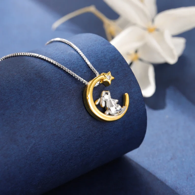 Moon And Star Rabbit Zodiac 925 Sterling Silver Clavicle Chain Pendant Necklaces