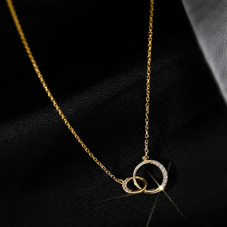New 925 Sterling Silver Round Zirconia Necklace Charm Quality Geometric Shape Pendant Choker Women's Fine Jewelry
