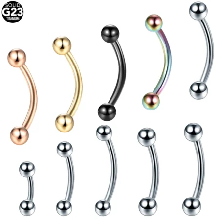 1Pc G23 Titanium Eyebrow Ring Piercing External Thread Curved Barbell Banana Eyebrow Piercing Ear Cartilage Tragus Body Jewelry