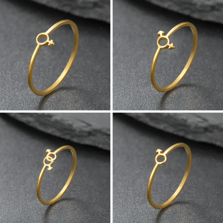 Cazador Gender Symbol Gay Lesbian Hetero Rings for Women Men Couple Finger Rings Stainless Steel Jewelry Party Birthday Gift New