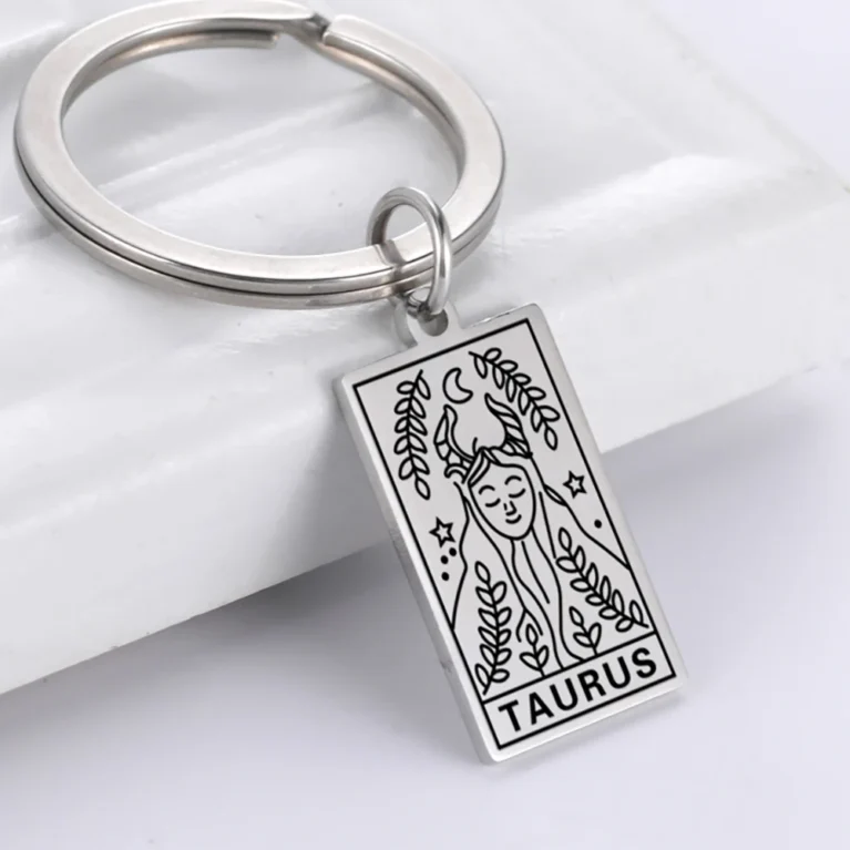 Skyrim Zodiac Key Chain Women Men Taurus Leo Gemini Libra Cancer 12 Constellation Retro Stainless Steel Keyring Birthday Gift