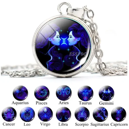 Leo Galaxy Scorpio Astrology Accessories Horoscope Sagittarius Sign Zodiac 12 Constellation Necklace Jewelry Pendant Decoration