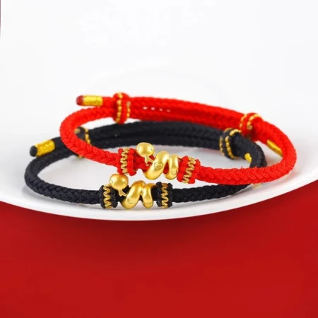 2025 New Year Zodiac Snake Lucky Braided Rope Bracelet Red Thread String Adjustable Bracelets for Womern Men Amulet Jewelry Gift