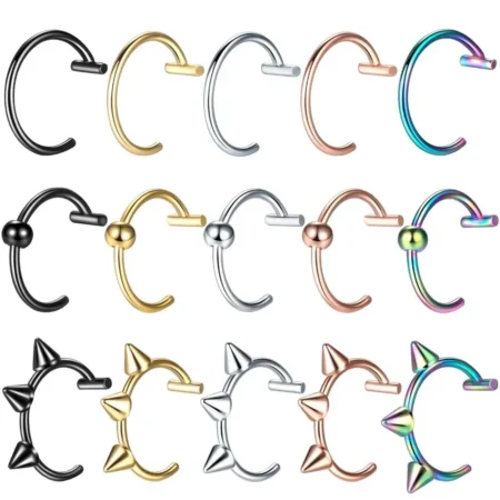 1PC Non-Pierced Fake Nose Ring Cool Hip Hop Stainless Steel C Clip Lip Ring Women Body Jewelry