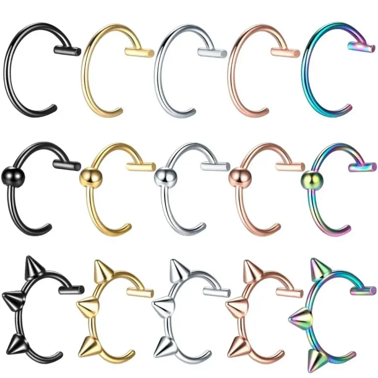1PC Non-Pierced Fake Nose Ring Cool Hip Hop Stainless Steel C Clip Lip Ring Women Body Jewelry