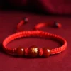 Hand Braided Chinese Zodiac Dragon Bracelet 2024 Lucky Red Adjustable Rope Amulet Bracelet Couple Bangles Best Friend Gift