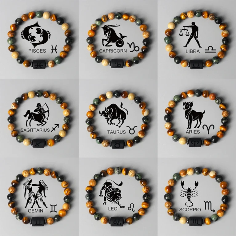 12 Zodiac Sign Bracelet Homme Constellation Bangles Men Cancer Virgo Leo Libra Bracelet Women Friendship Gift Jewelry on Hand