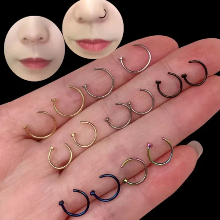 Trendy Women lips Rings Stainless steel Nose Ring Fake Nose Ring Septum Clip On mouth Ring Fake Piercing Body Clip Hoop Unisex