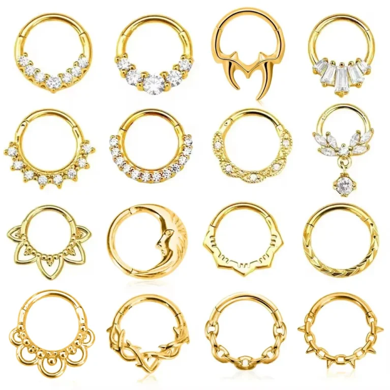 Flower Snake Heart Clicker Septum Piercing Jewelry CZ Zircon Daith Conch Earring Bee Drop Nose Rings 316L Surgical Steel 16G