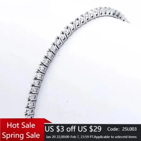 Pure 925 Silver Jewelry 17CM 19CM 21CM Tennis Bracelet 2mm Zirconia Anniversary Gift Real Sterling Silver Bangle Bracelets women