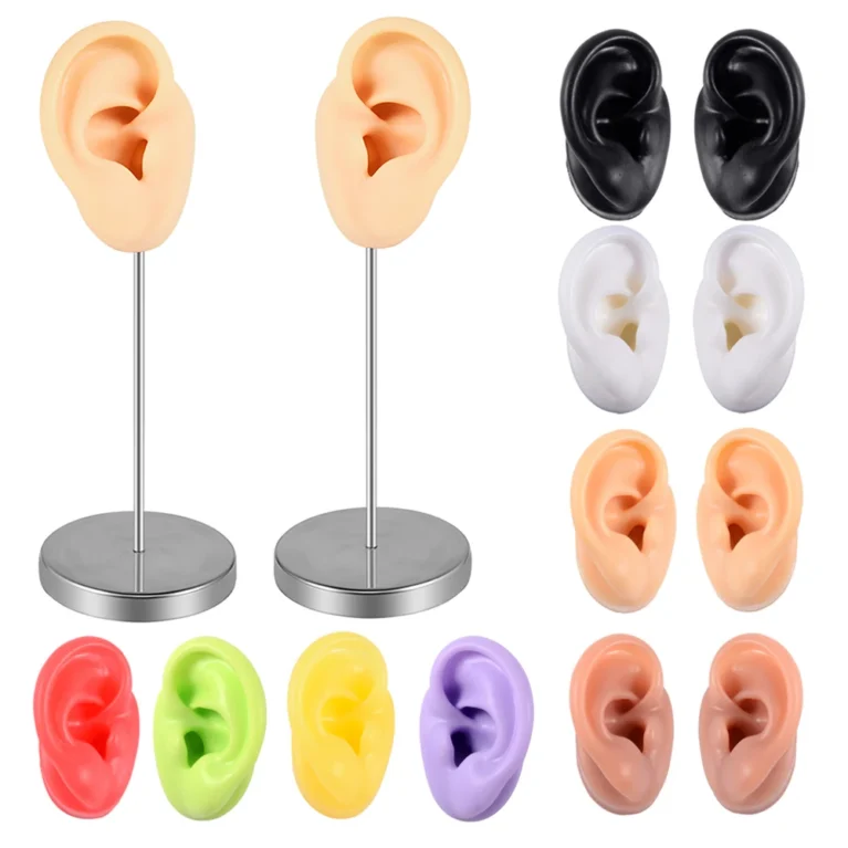 1PC Stainless Steel Display Stand Soft Silicone Ear Model Tattoo Practice Jewelry Display Piercing Tools Display Stand Kit