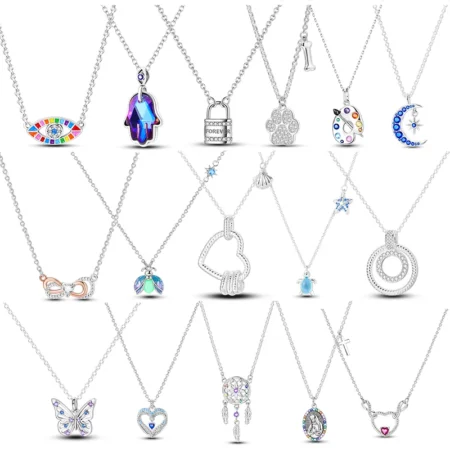 Women's Necklace 925 sterling silver Glowing Firefly Moon Heart Pendant necklace Fashion Day Valentine's Day jewelry gift