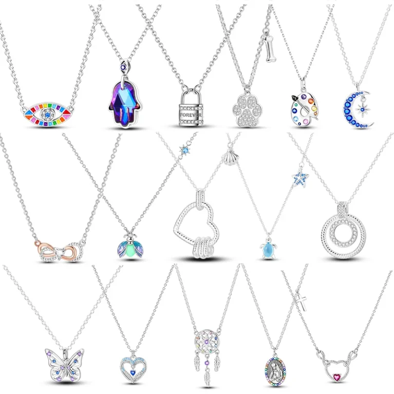 Women's Necklace 925 sterling silver Glowing Firefly Moon Heart Pendant necklace Fashion Day Valentine's Day jewelry gift