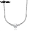2020 Hot Sale Fashion 45CM Silver color Snake Chain Necklace Pendant Fit Original Beads Charms DIY Jewelry Gift