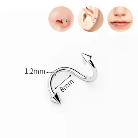 Stainless Steel Nose Ring Piercing Horseshoe Spike Septum Piercing Lip Tragus Helix Piercing Body Piercing Ring Hip Hop "S"