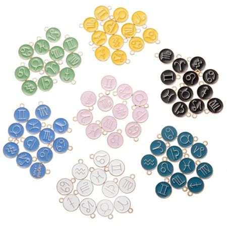 12pcs/set 12 Constellations Zodiac Enamel Charms Pendants For Diy Bracelet Jewelry Making Accessories Wholesale
