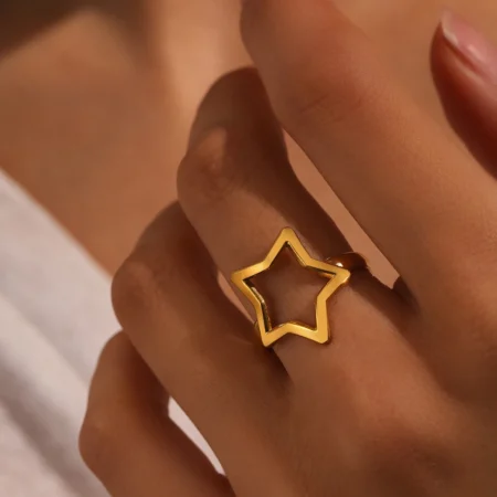 Stainless Steel Rings Korean Fashion Fine Star Ring Trendy Fine Design Openwork Ring For Women Jewelry Festival Birthday Gifts