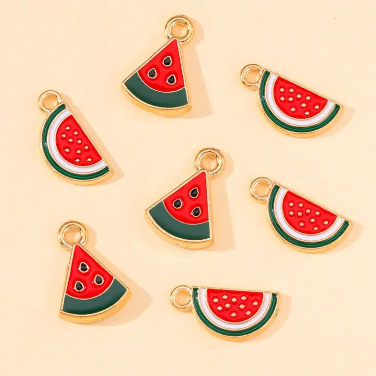 20Pcs/Lot Enamel Watermelon Charms for Earrings Pendants Necklaces Making Cute Mini Fruit Charm Handmade DIY Jewelry Accessories
