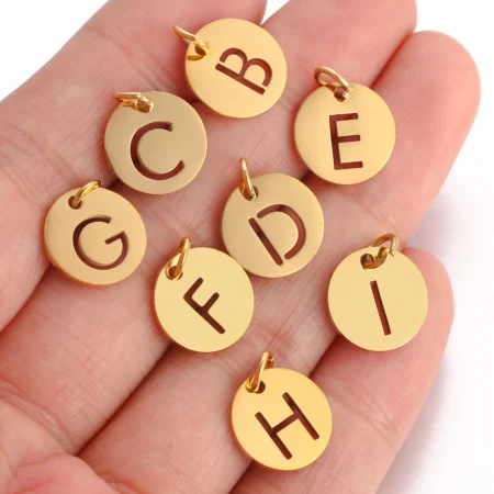 5Pcs/Lot Initial Charm Stainless Steel Englith Letter Pendants A-Z Alphabet Charms for Handmade Bracelet Earrings Jewelry Making