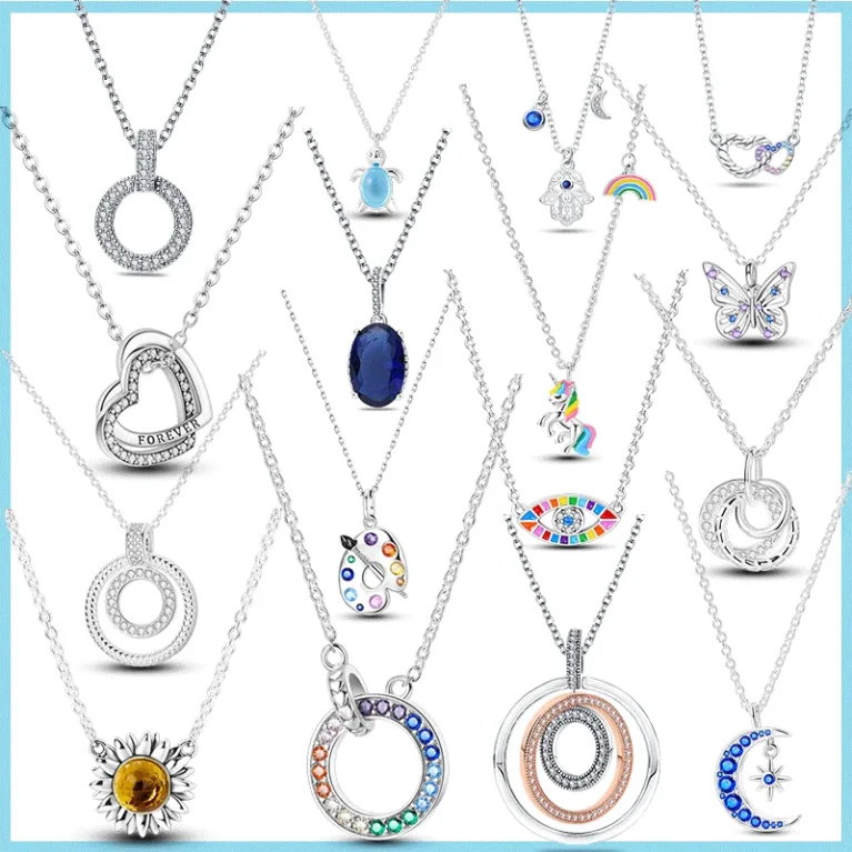 New 925 Sterling Silver Classic Delicate Heart Shaped Multi Loop Pendant Necklace fit Original Brand Beaded DIY Jewelry Gifts